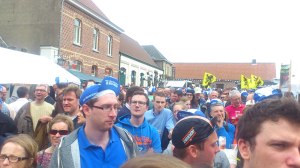 The local crowd is unimpressed when Cancellara outsprints three Belgians for the win